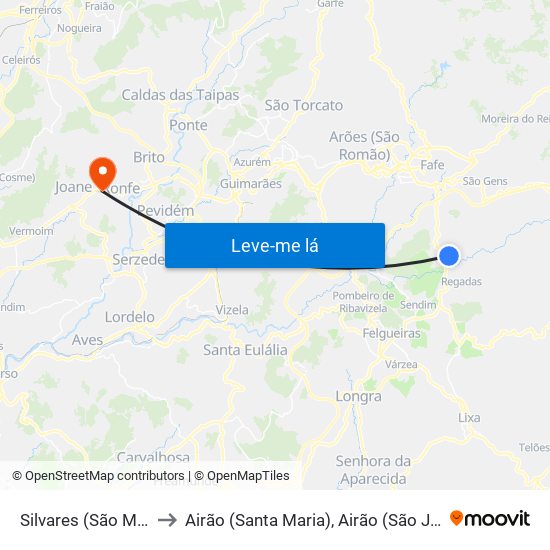 Silvares (São Martinho) to Airão (Santa Maria), Airão (São João) e Vermil map