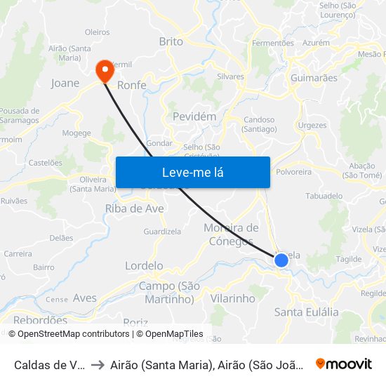 Caldas de Vizela to Airão (Santa Maria), Airão (São João) e Vermil map