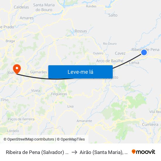 Ribeira de Pena (Salvador) e Santo Aleixo de Além-Tâmega to Airão (Santa Maria), Airão (São João) e Vermil map