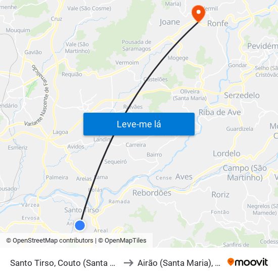 Santo Tirso, Couto (Santa Cristina e São Miguel) e Burgães to Airão (Santa Maria), Airão (São João) e Vermil map