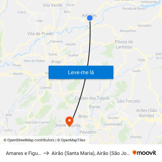 Amares e Figueiredo to Airão (Santa Maria), Airão (São João) e Vermil map