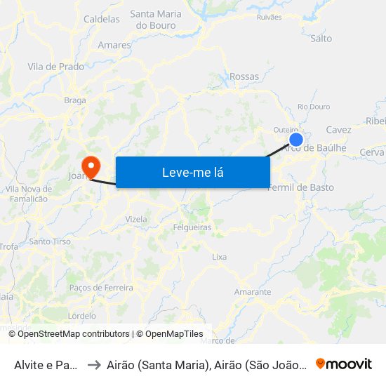 Alvite e Passos to Airão (Santa Maria), Airão (São João) e Vermil map