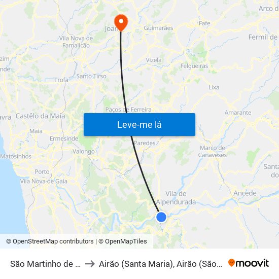 São Martinho de Sardoura to Airão (Santa Maria), Airão (São João) e Vermil map