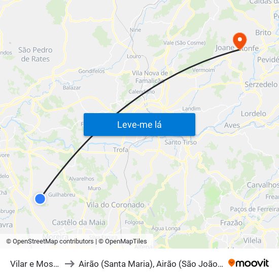 Vilar e Mosteiró to Airão (Santa Maria), Airão (São João) e Vermil map