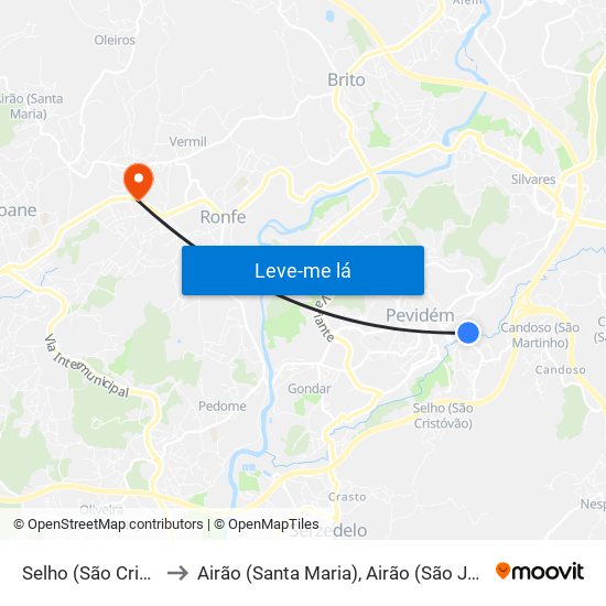 Selho (São Cristóvão) to Airão (Santa Maria), Airão (São João) e Vermil map