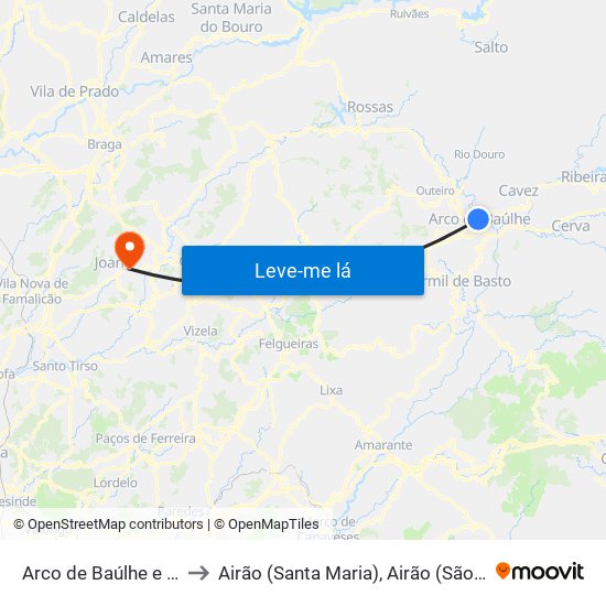 Arco de Baúlhe e Vila Nune to Airão (Santa Maria), Airão (São João) e Vermil map