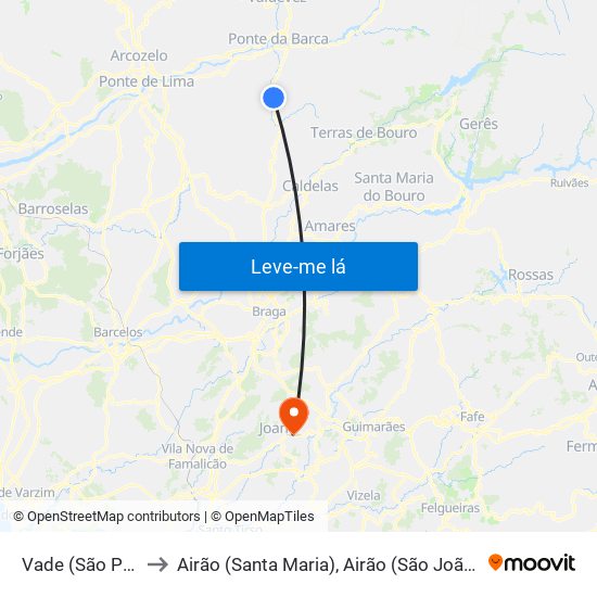 Vade (São Pedro) to Airão (Santa Maria), Airão (São João) e Vermil map