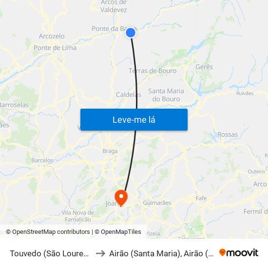 Touvedo (São Lourenço e Salvador) to Airão (Santa Maria), Airão (São João) e Vermil map