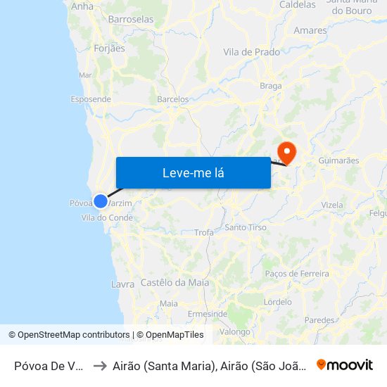 Póvoa De Varzim to Airão (Santa Maria), Airão (São João) e Vermil map