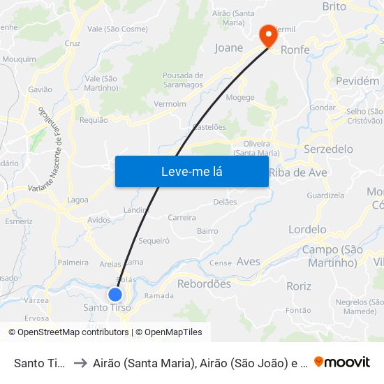 Santo Tirso to Airão (Santa Maria), Airão (São João) e Vermil map