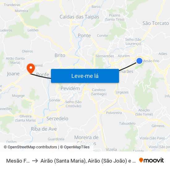 Mesão Frio to Airão (Santa Maria), Airão (São João) e Vermil map