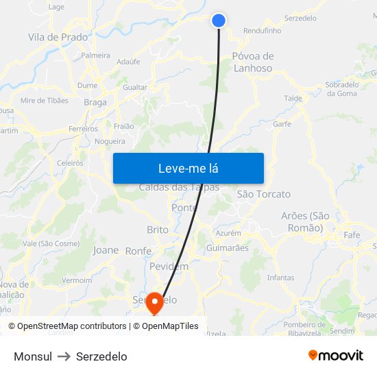 Monsul to Serzedelo map