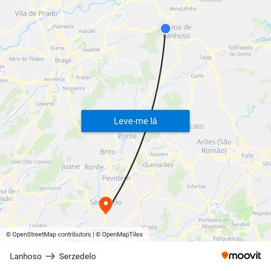 Lanhoso to Serzedelo map
