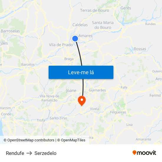 Rendufe to Serzedelo map