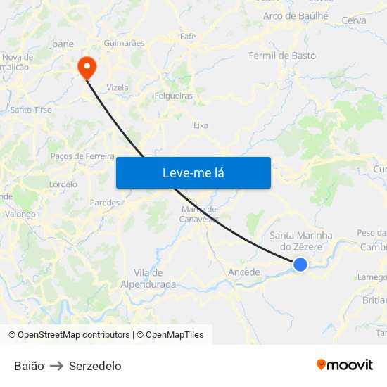 Baião to Serzedelo map