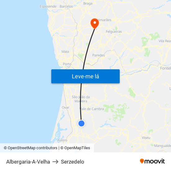 Albergaria-A-Velha to Serzedelo map
