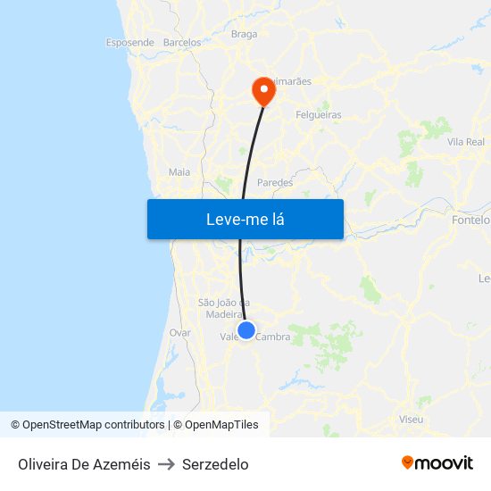Oliveira De Azeméis to Serzedelo map
