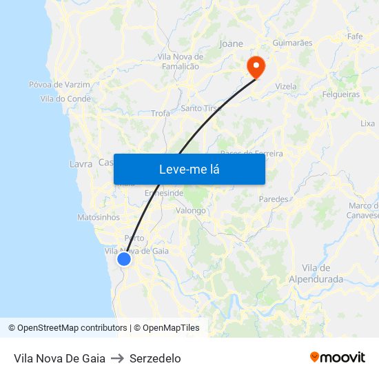 Vila Nova De Gaia to Serzedelo map