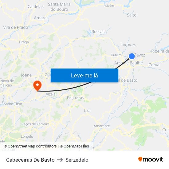 Cabeceiras De Basto to Serzedelo map