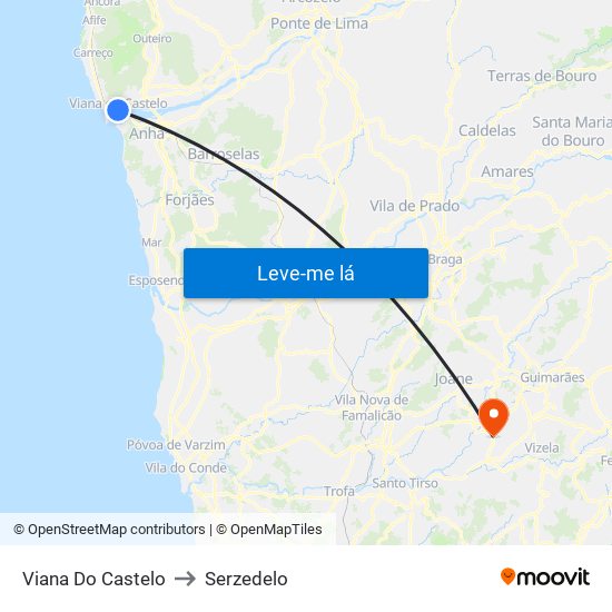 Viana Do Castelo to Serzedelo map