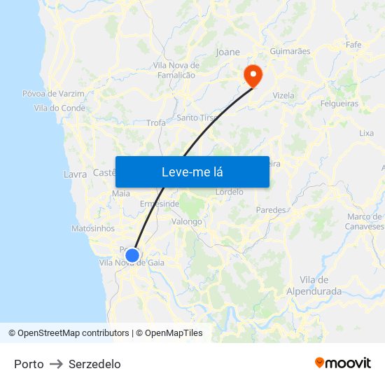 Porto to Serzedelo map