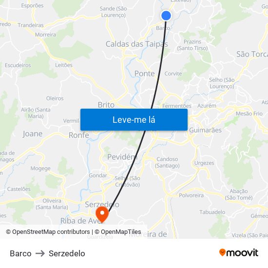 Barco to Serzedelo map