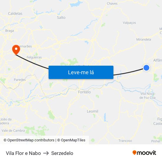 Vila Flor e Nabo to Serzedelo map