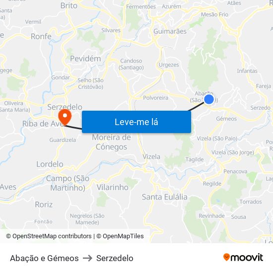 Abação e Gémeos to Serzedelo map