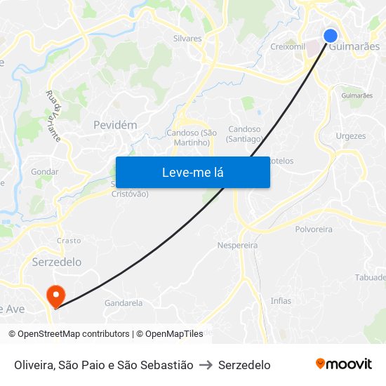 Oliveira, São Paio e São Sebastião to Serzedelo map