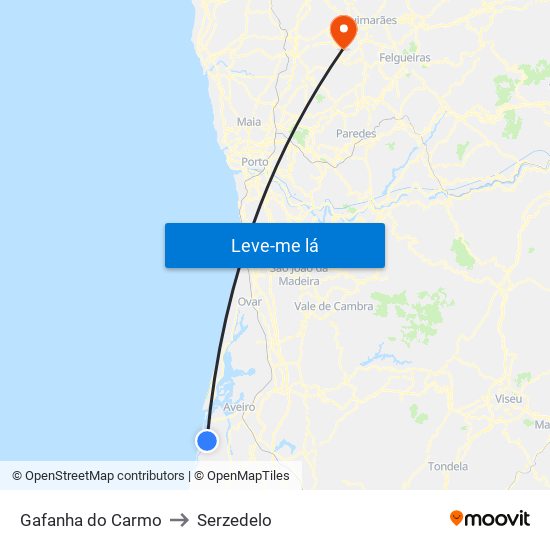 Gafanha do Carmo to Serzedelo map