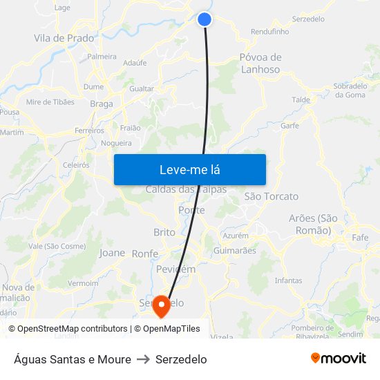 Águas Santas e Moure to Serzedelo map