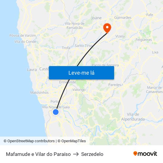 Mafamude e Vilar do Paraíso to Serzedelo map