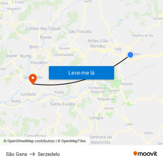 São Gens to Serzedelo map