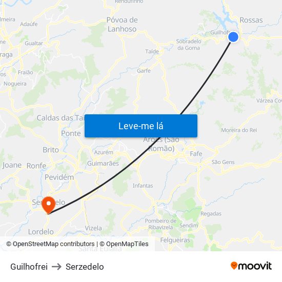 Guilhofrei to Serzedelo map