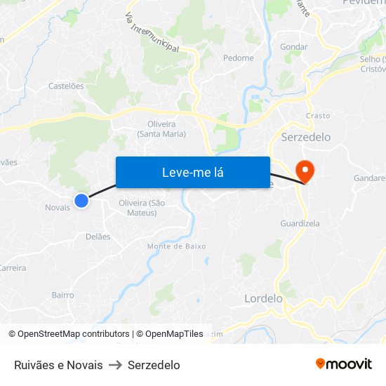 Ruivães e Novais to Serzedelo map