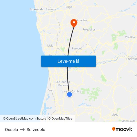 Ossela to Serzedelo map