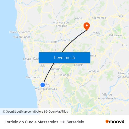 Lordelo do Ouro e Massarelos to Serzedelo map