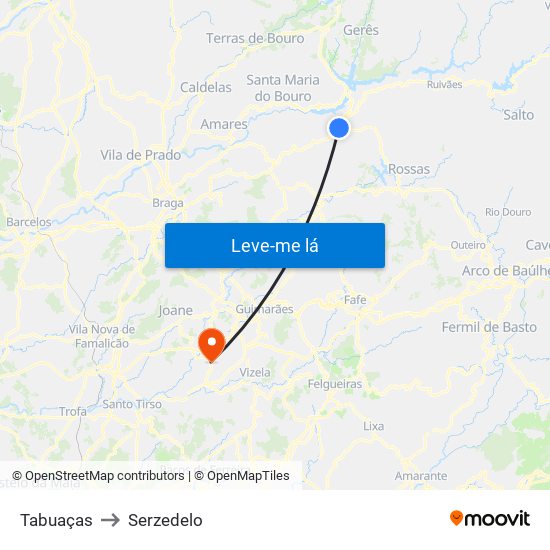 Tabuaças to Serzedelo map
