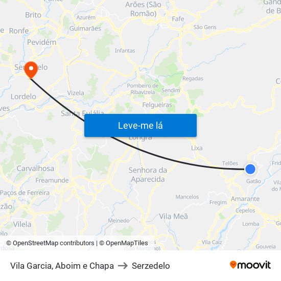 Vila Garcia, Aboim e Chapa to Serzedelo map