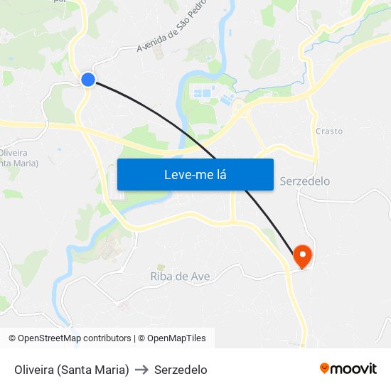 Oliveira (Santa Maria) to Serzedelo map