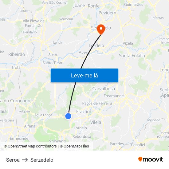 Seroa to Serzedelo map