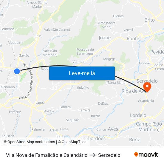 Vila Nova de Famalicão e Calendário to Serzedelo map