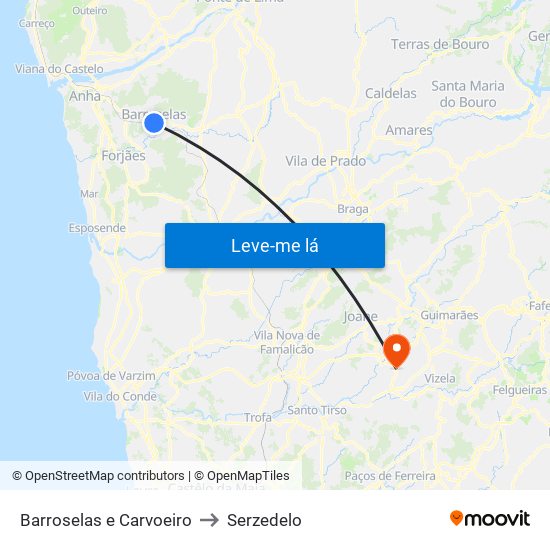 Barroselas e Carvoeiro to Serzedelo map