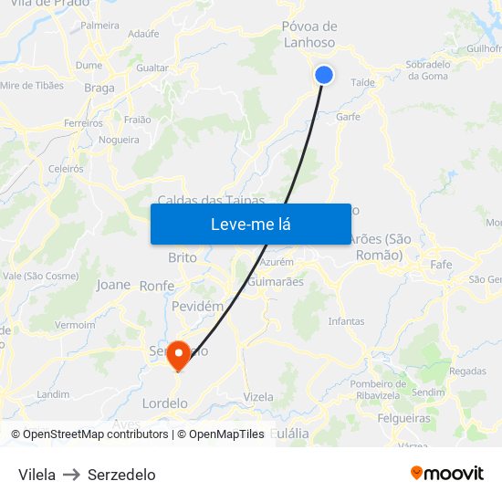 Vilela to Serzedelo map