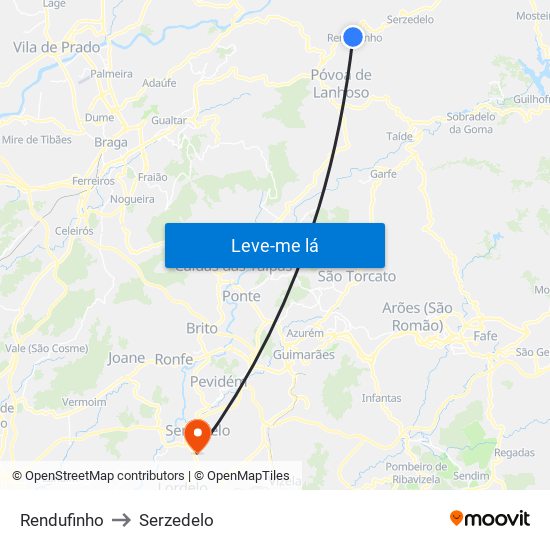Rendufinho to Serzedelo map