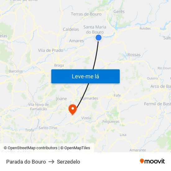 Parada do Bouro to Serzedelo map