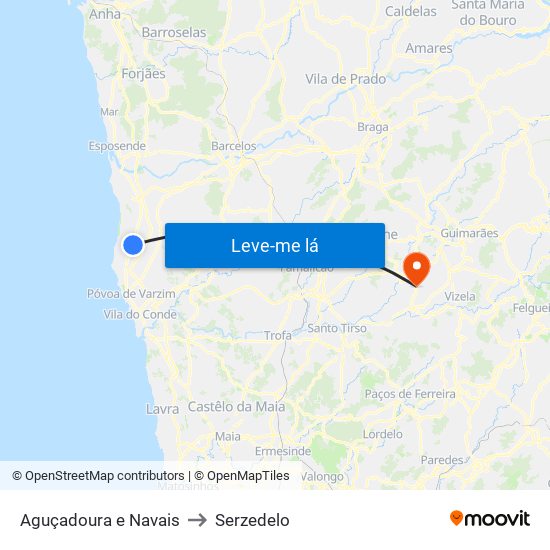Aguçadoura e Navais to Serzedelo map