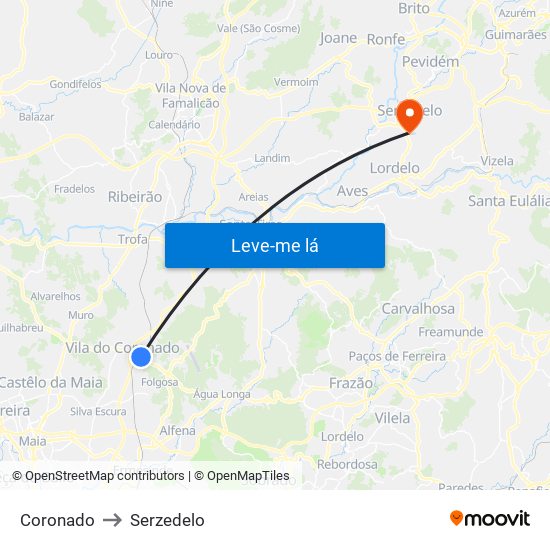 Coronado to Serzedelo map