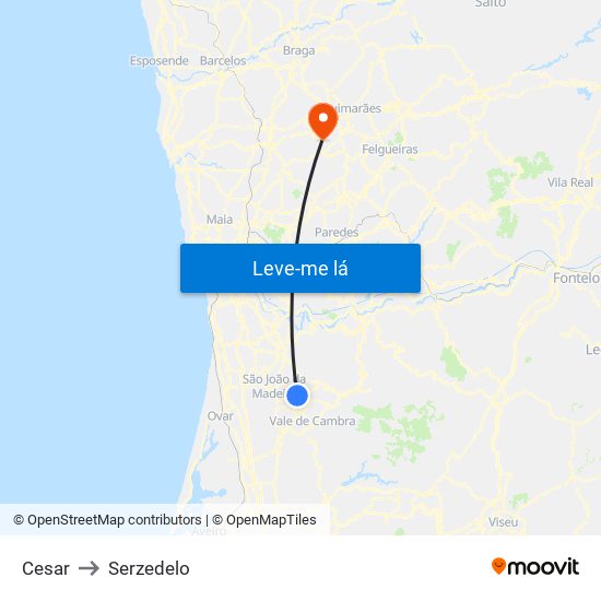Cesar to Serzedelo map