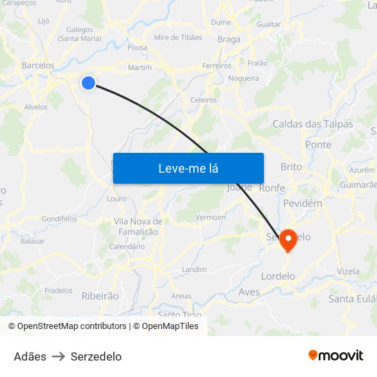 Adães to Serzedelo map